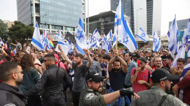 Manifestación en Tel Aviv contra la reforma judicial. EFE

